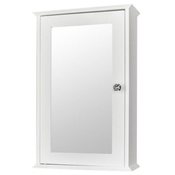 Single Door Mirror Indoor Bathroom Wall Mounted Cabinet Shelf White