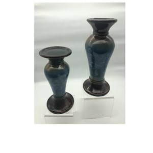 Vintage Art Studio Glazed Ceramic Candle Pillars Set of 2