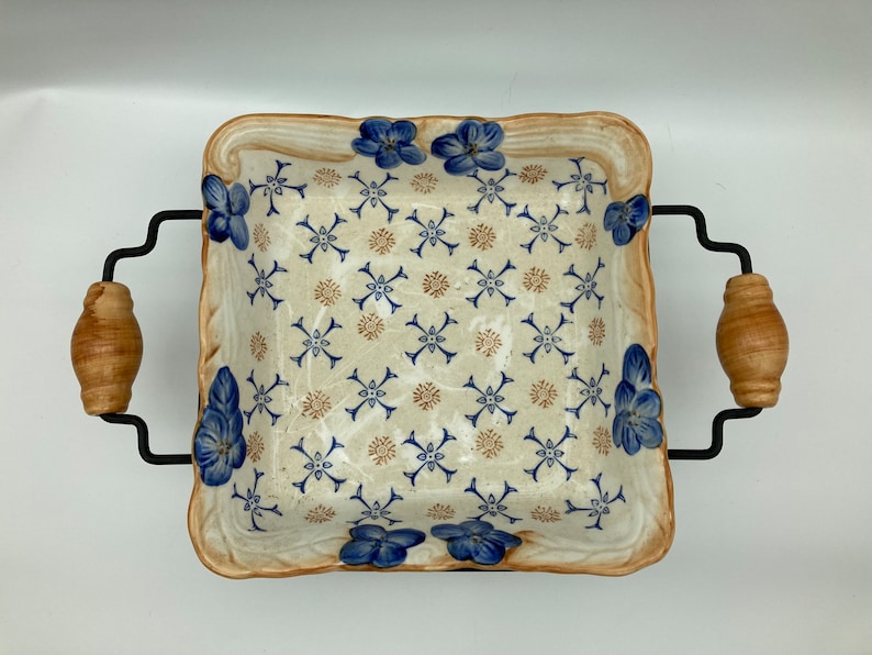 Temptations by Tara Baking Dish Provance Square W/ratan Stand Etsy