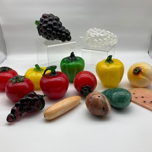 Lot of 15 Various Murano Style Handblown Fruit & Vegetable Paperweights