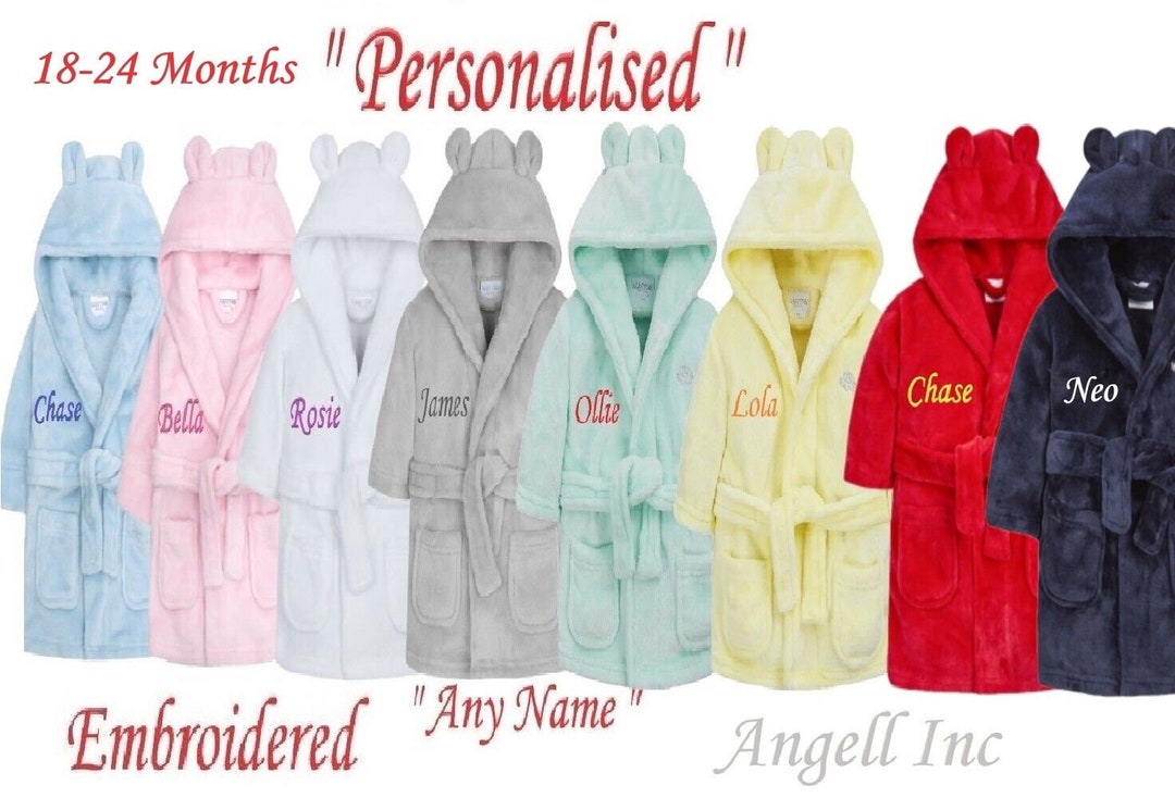 Personalised Baby Bath Robe 1824m Embroidered Baby Dressing Etsy UK