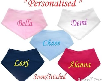 Personalised Baby Bib, Bandana Bib Toddler Embroidered Name Boy Girl Birthday Gift Baby Shower Present Newborn Christening Gender Neutral