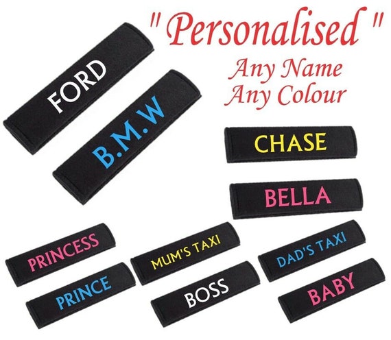 Personalised seat belt pads discount