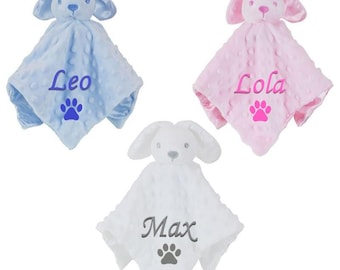 Personalised Name Pet Paw Dog Cat Puppy Kitten Comforter Blanket Taggy Bunny Rabbit Teddy Bear Fleece Embroidered Comforter Scent Toy Bed
