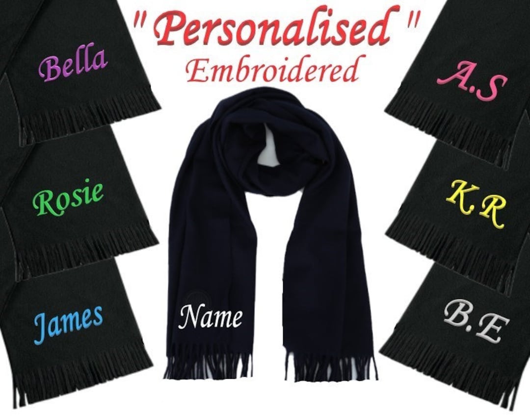 Initial Scarf PERSONALISED Name Scarf Initial Neck Warmer Winter Scarves Tube Fleece ...