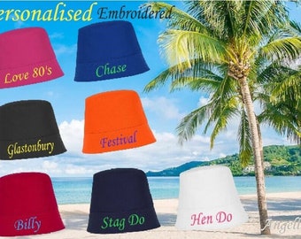 Personalised Adult Bucket Hat Stag Do Hen Festival Fishing Rave Fancy Beach Golf