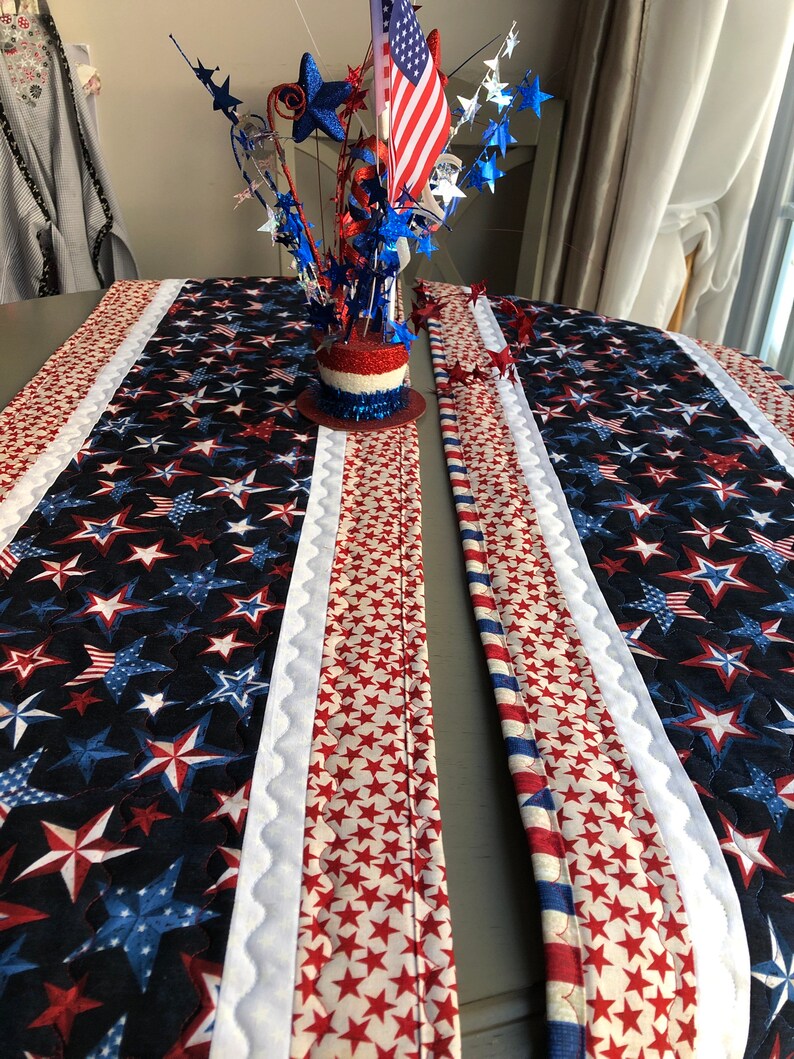 Patriotic Table Runner; Independence Day Decorations; Forth of July ...
