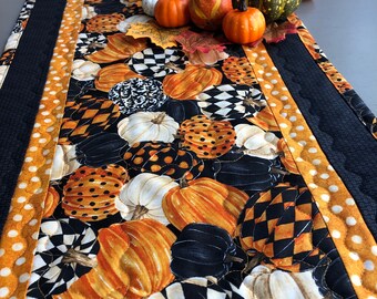 Autum table runner; fall decorations; Halloween table runner; pumpkin table runner approx 48”x14”