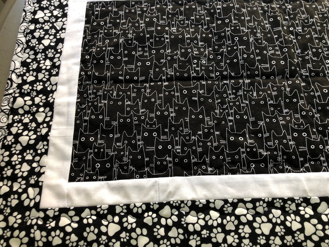 Cat Table Runner Feline Table Runner Black and White Cat Etsy