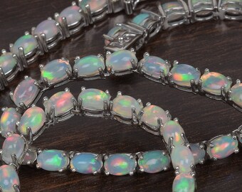 Opal Tennis Necklace - Etsy
