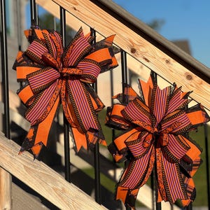 Lazo de otoño o Halloween para coronas, linternas, guirnaldas, buzones, farolas, decoración de Halloween, decoración de otoño, lazo naranja y negro, lunares