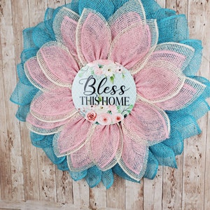 Bless this Home Blumenkranz | Wohndeko Kranz | Haustür Dekor