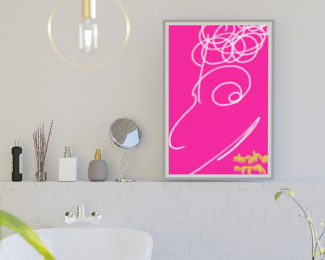 Pink Wall Art Print Printable Wall Art Minimalist Art Smile - Etsy