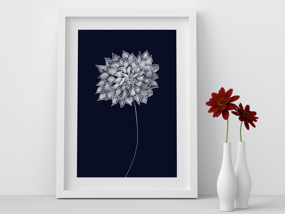 Flower Wall Art Print Bathroom Wall Decor Floral printable Etsy