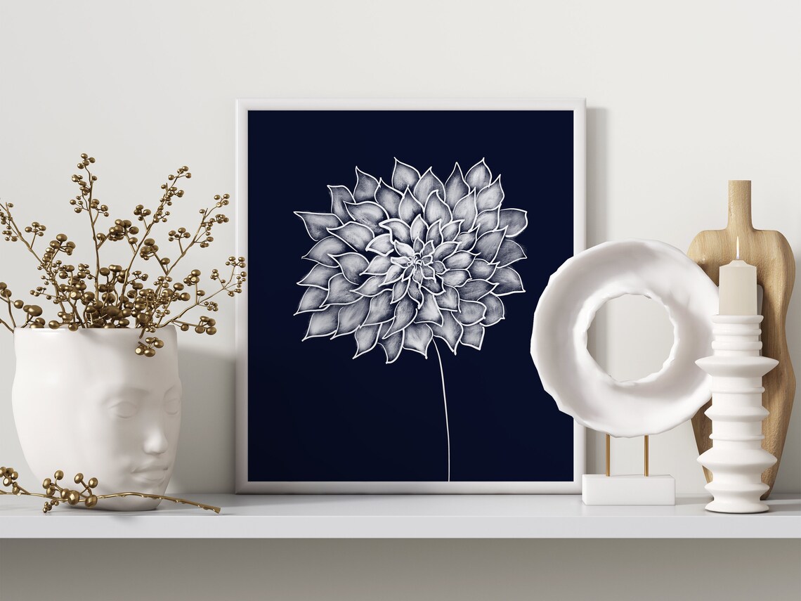 Flower Wall Art Print Bathroom Wall Decor Floral printable Etsy