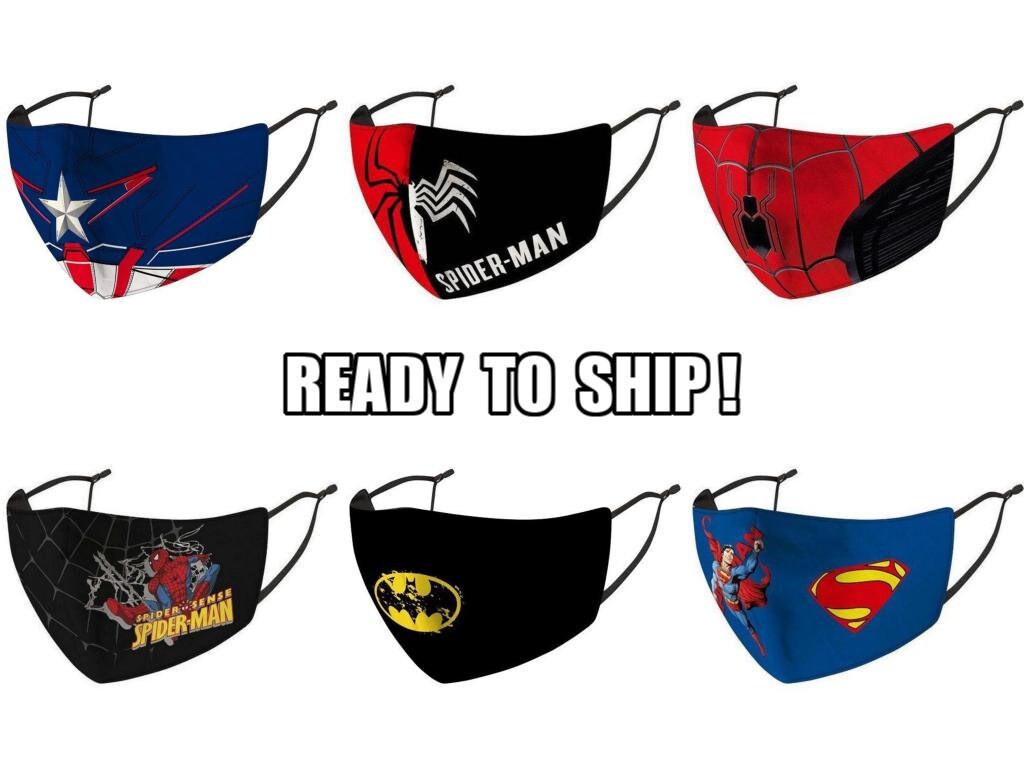 Kids Mask Super Hero Reusable Adjustable Kid Face Masks Spiderman Bat…