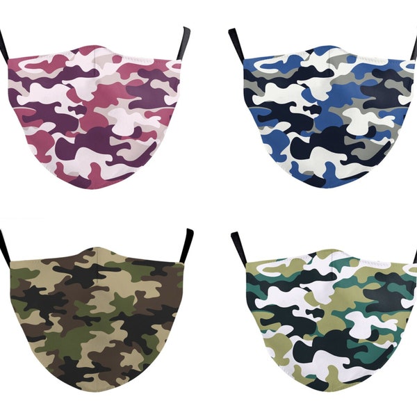 Kids Face Mask Camo Design Army Print