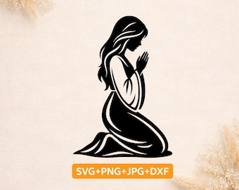 Praying Woman SVG | Prayer Silhouette SVG | Christian Woman Prayer SVG | Faith Cricut Cut File