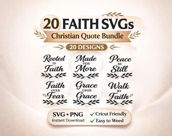 Bible Verse SVG Bundle 20 Designs | Christian SVG Files | Scripture Cut Files for Cricut Silhouette | Faith Quotes PNG