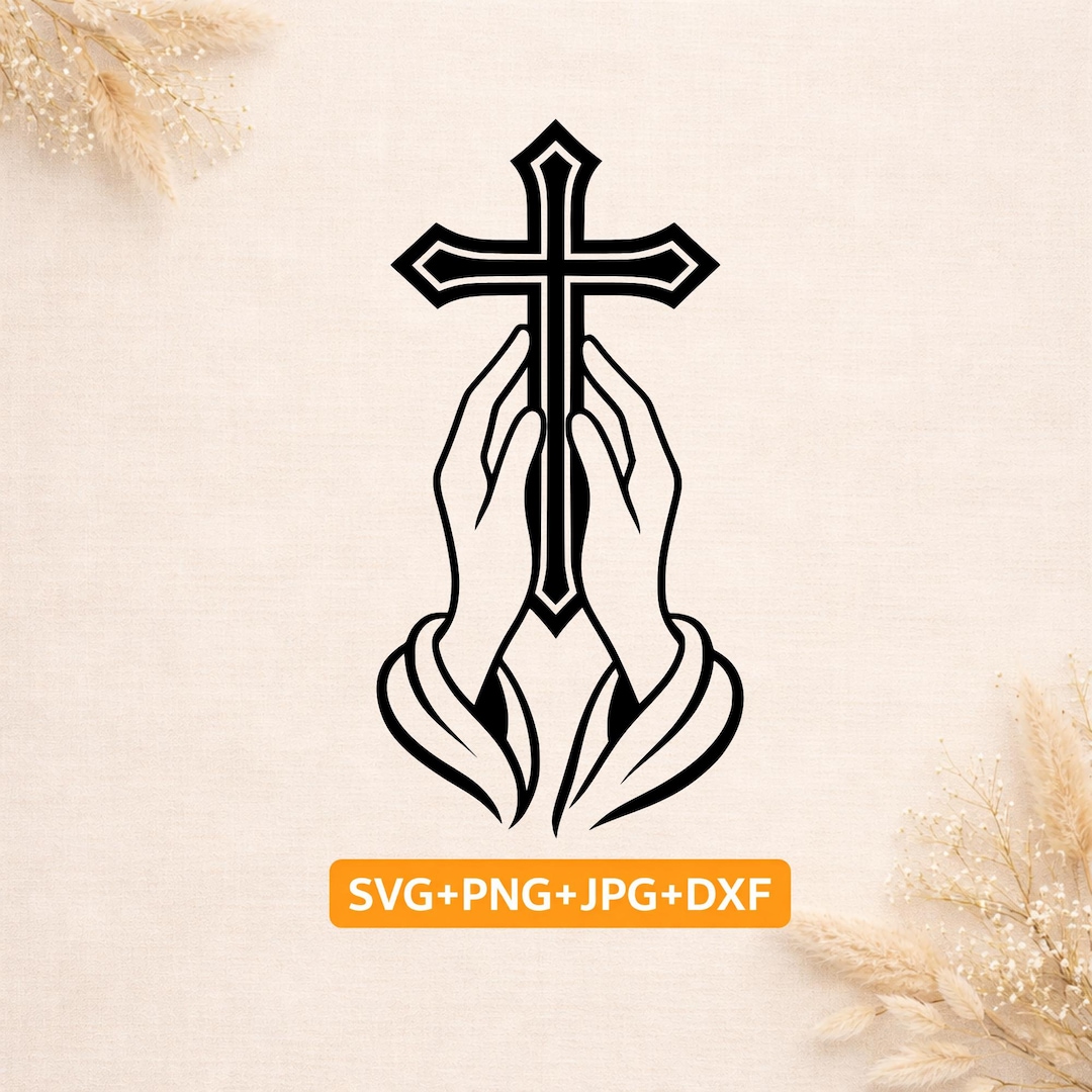 Pyaying Hand Cd R Dxf File Praying Hands Cross SVG | Christian Prayer Faith Design | Religious ...