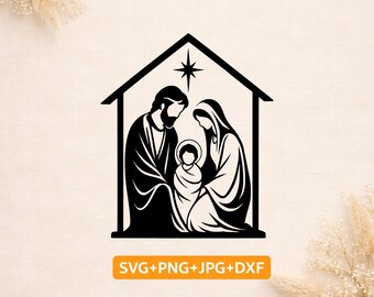 Holy Family SVG | Catholic Christmas Nativity SVG | Jesus Mary Joseph Silhouette | Christian Cricut Cut File | Religious SVG