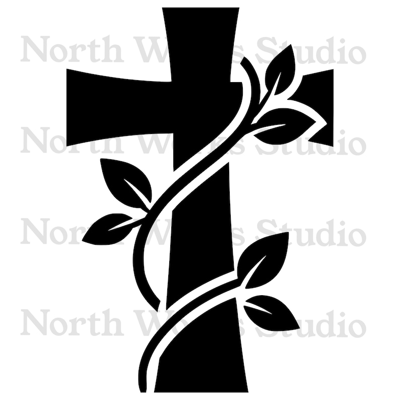 Cross With Vine SVG, Christian Cross SVG, Minimal Religious Design ...