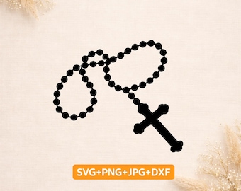 Rosary Cross SVG | Catholic Rosary Beads Cut File | Prayer Beads Cricut Design | Christian svg png dxf