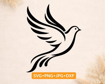 Helige Ande duva SVG | Kristen fredsduva design | Dop klippfil | Religiös Cricut PNG DXF