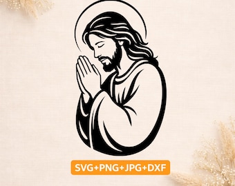 Praying Jesus svg | Jesus prayer svg | Jesus silhouette svg | Christian prayer svg png dxf