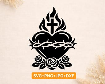 Immaculate Heart SVG | Sacred Heart of Mary Cut File | Catholic Cricut Design PNG DXF Religious svg