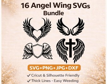 Angel Wings SVG Bundle | Angel Wing SVG Cricut | Christian Cross Wings Cut File | Faith SVG Bundle png dxf