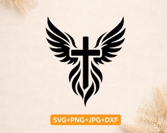 Cross SVG, Christian SVG, Cricut Cut File, Cross With Wings SVG, Jesus