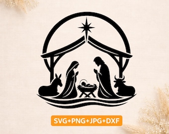 Nativity SVG, Christmas SVG, Christian Christmas SVG, Cricut Cut File, Nativity Scene, Jesus Birth