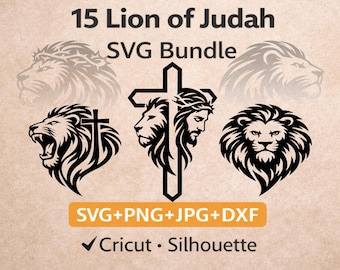 Lion of Judah SVG Bundle Christian Lion Designs Cricut Cut Files PNG DXF