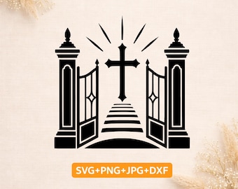 Heaven Gates SVG Christian Cross Cricut File PNG DXF