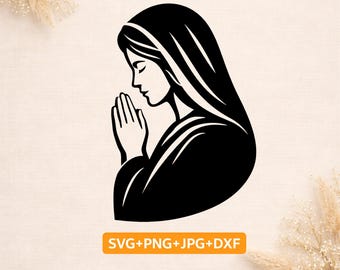 Mary Silhouette SVG | Catholic Woman Silhouette | Virgin Mary Cricut File | Christian svg png dxf | Religious Cut File