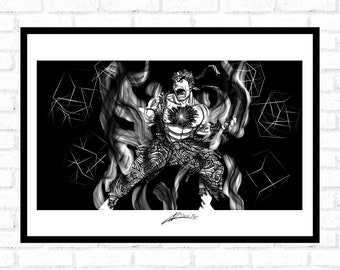 Impressão de arte original Dark Ryu Street Fighter.