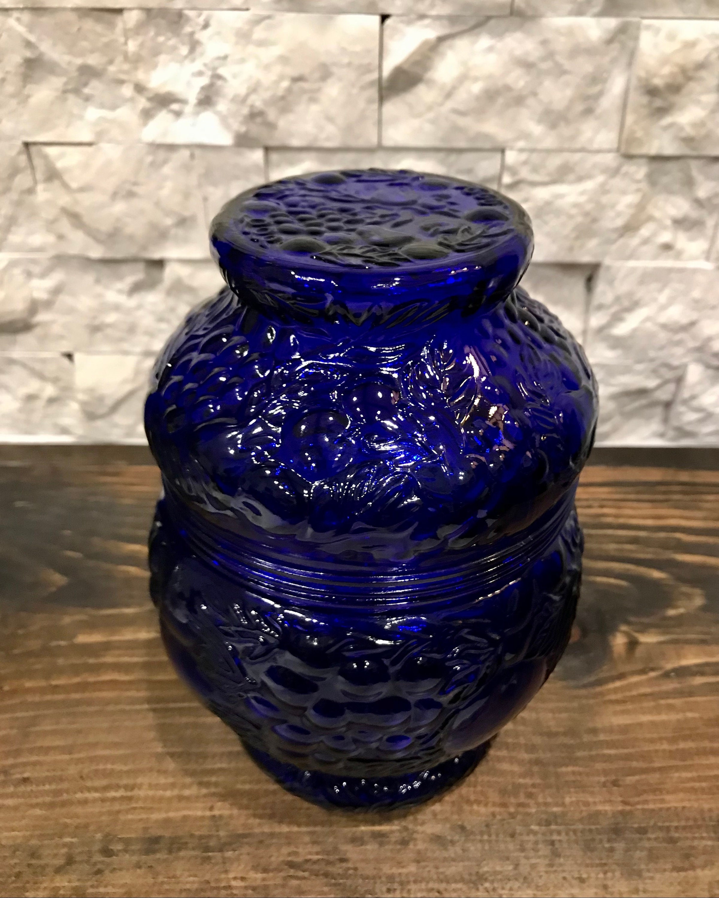 Vintage Blue Candy Dish with Lid Etsy