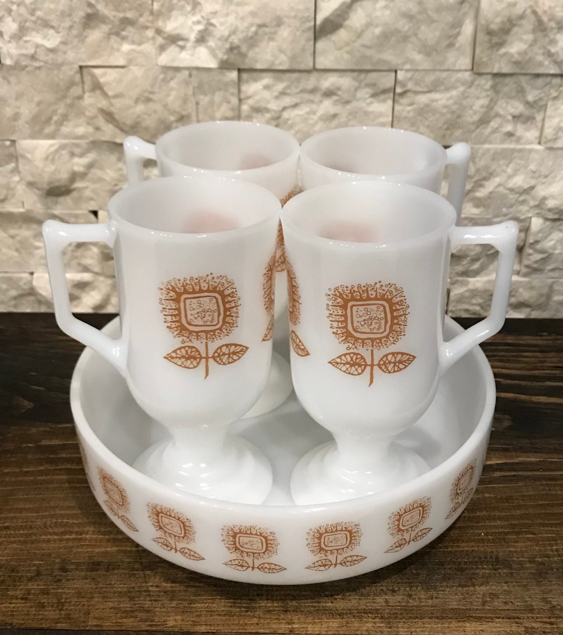 Vintage Federal Milk Glass Irish Coffee Mug and Serving Etsy
