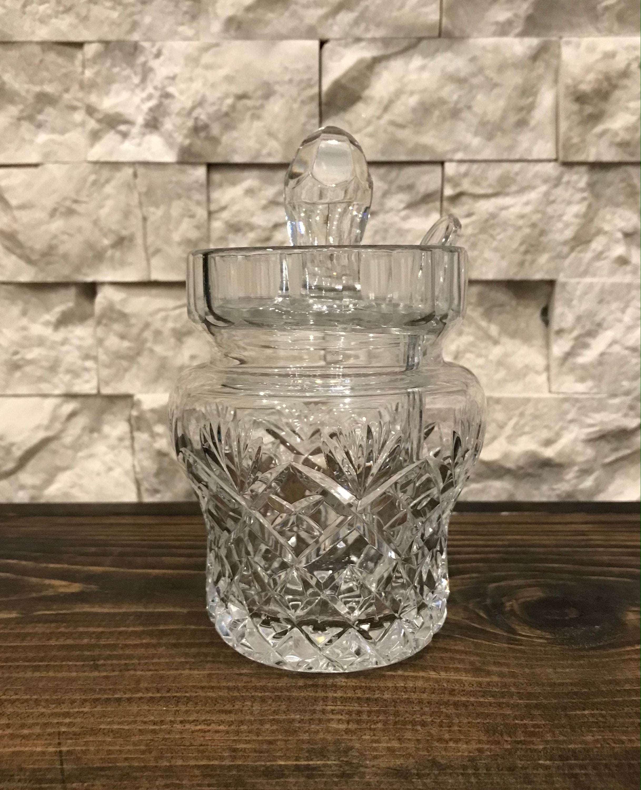 Vintage Crystal Jam Jar with Lid and Spoon Etsy