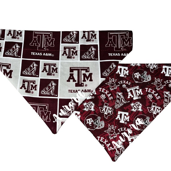 Custom Reversible Texas A&M Dog Bandana | Texas A and M Dog Bandana