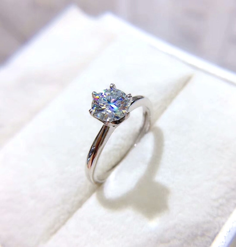 1 Carat Tiffany Style Moissanite Engagement Ring Moissanite Etsy