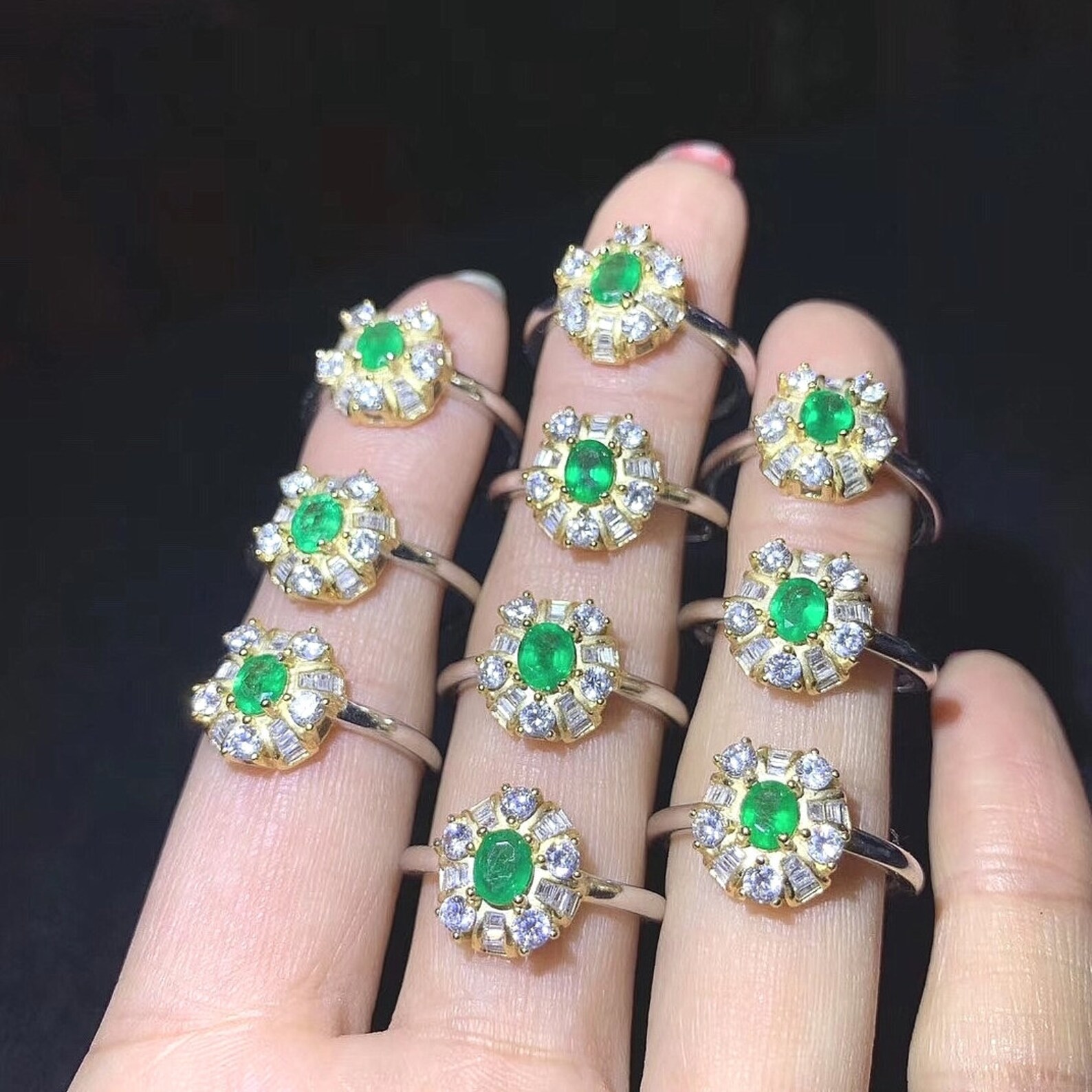 Natural Green Emerald Ring Sterling Silver With 18K Gold Etsy