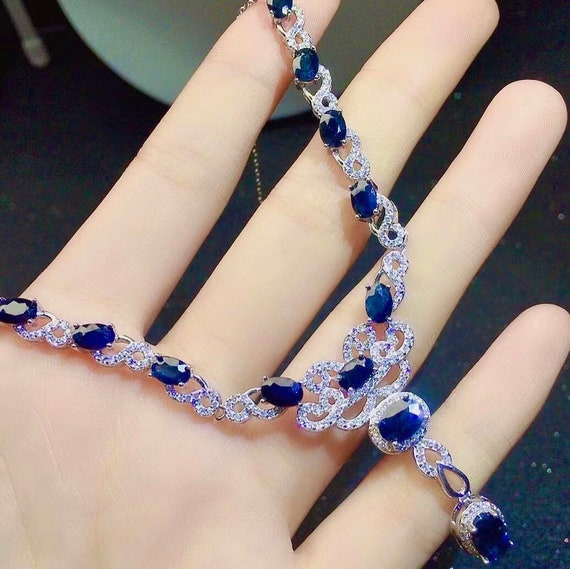 Natural blue deals sapphire necklace