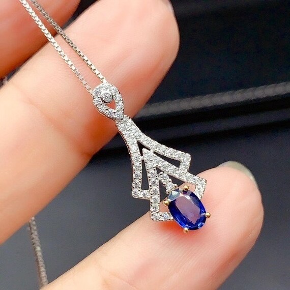Natural blue hotsell sapphire necklace