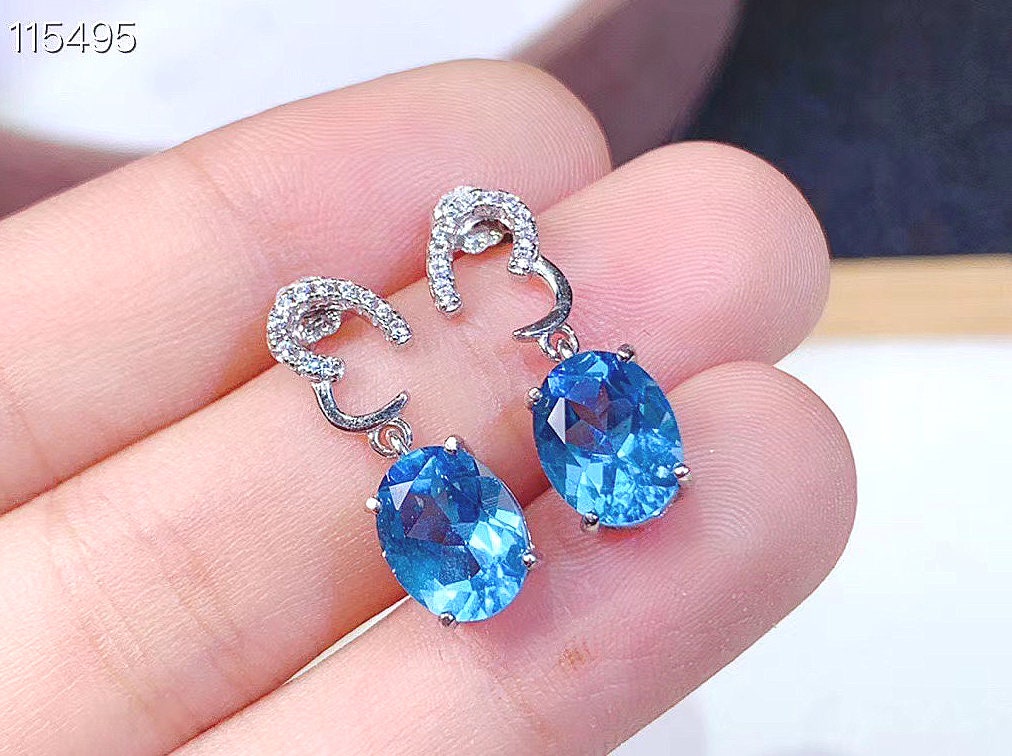 Blue topaz shop clip on earrings