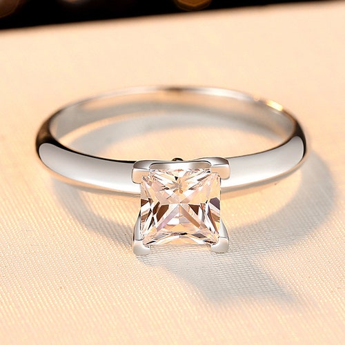 Princess Cut Moissanite Ring, Moissanite Diamond, S925 Sterling Silver, Handmade Wedding Engagement shops Gift For Women