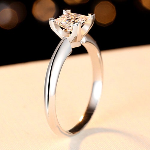 Princess Cut Moissanite Ring, Moissanite Diamond, S925 Sterling Silver, Handmade Wedding Engagement shops Gift For Women