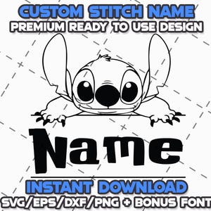 STITCH OUTLINE BUNDLE Svg Png Eps Dxf Cricut Cameo Print Lazer Engrave File for Diy Crafts Birthdays Shirt  Digital Download Cut Files