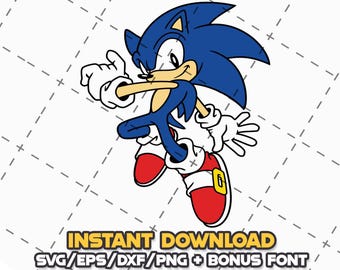 Sonic Hedgehog SVG Bundle: Cricut, Cameo Cut Files + Font (Digital Download)